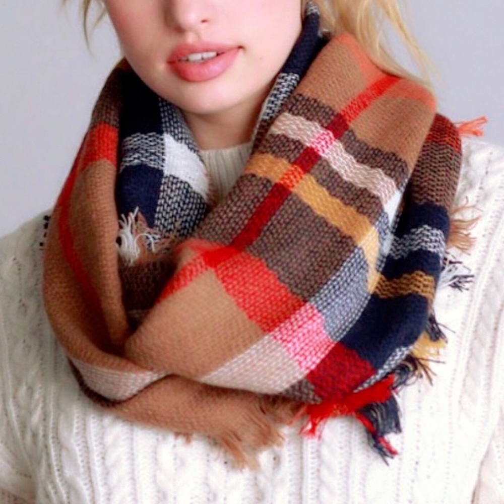 Tartan Plaid Long Wrap Around Infinity Scarf